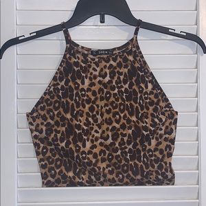 cropped halter leopard print tank (worn once)